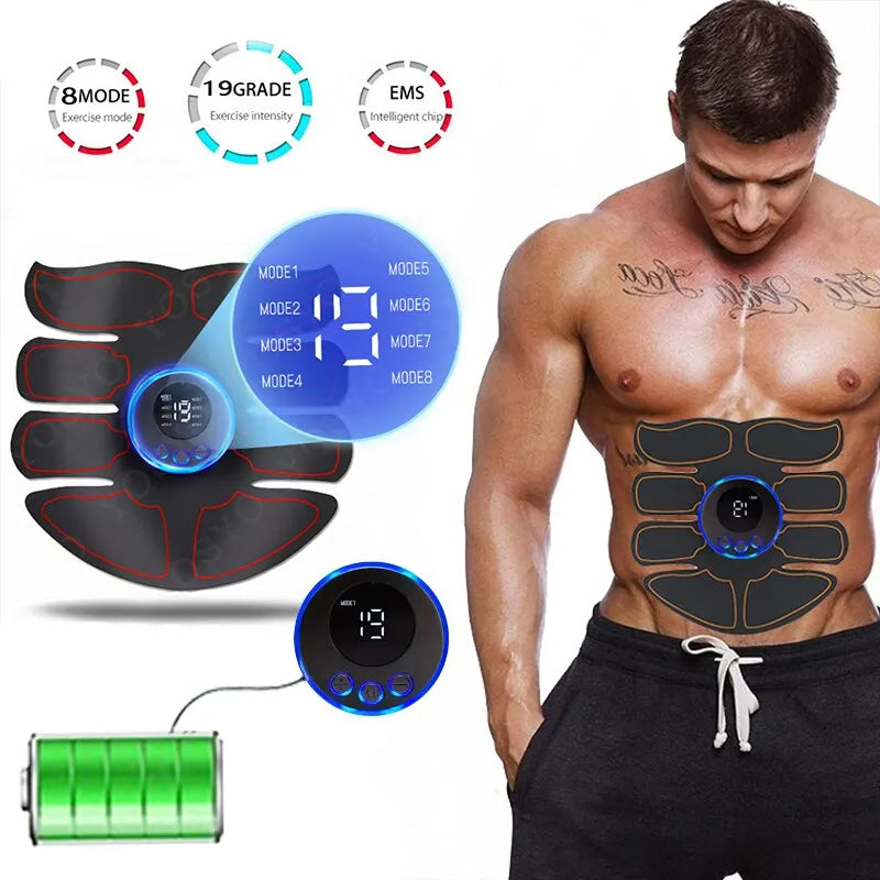 Estimulador abdominal do músculo do Ems para homens, remendos do treinamento do Abs, estimulador do músculo, carregamento do usb, exercício home